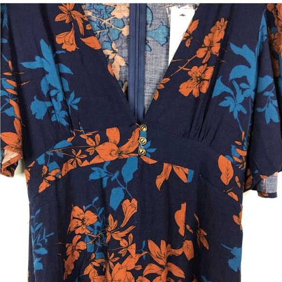 Sage the Label Blue Floral Crop Jumpsuit Culottes - Picture 6 of 7